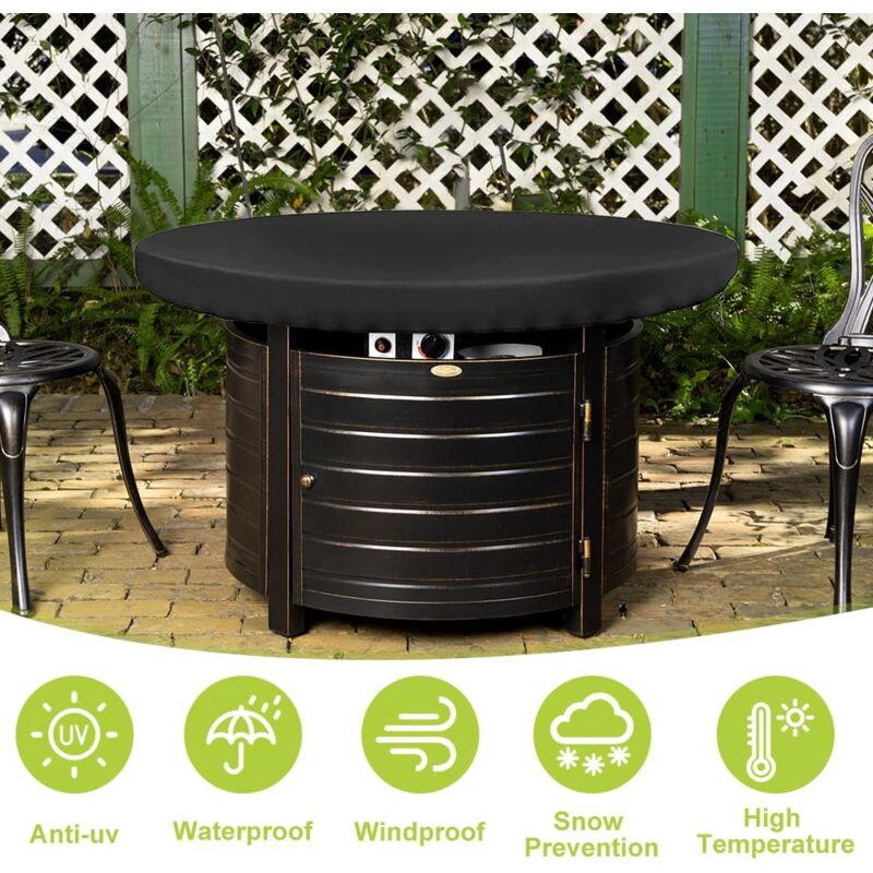 Fire Pit Protective Cover, Anti-UV 420D Round Protective Cover for Fire Pit Protection and Waterproof for V1188-YUMANO-04342-1