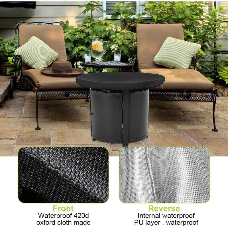 Fire Pit Protective Cover, Anti-UV 420D Round Protective Cover for Fire Pit Protection and Waterproof for V1188-YUMANO-04342-1