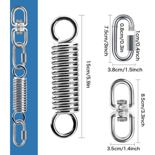 Spring Suspension with 360 degrees Swivel Hooks and Carabiners, Spring Suspension for Hanging Chair Yoga V1188-YUMANO-04370-1