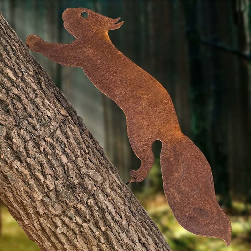 Tree Squirrel - Metal Garden Decoration - 30 cm - Natural Rust Patina V1188-YUMANO-09931-1