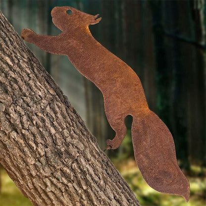 Tree Squirrel - Metal Garden Decoration - 30 cm - Natural Rust Patina V1188-YUMANO-09931-1