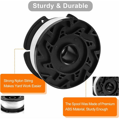 Trimmer Line Spool for Black and Decker Trimmers, 6-pack Trimmer Line Spools with 1 Spool Guard and 1 Spring V1188-YUMANO-13489-1
