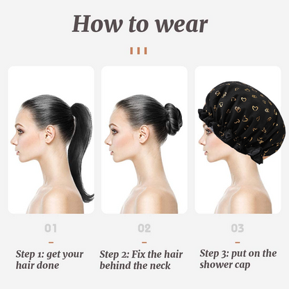 Shower Caps, 3-pack for women, waterproof and double layered V1188-YUUY46-00079