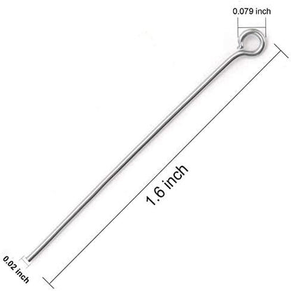 304 Stainless Steel Open Eye Pins for Jewelry Making, 4cm 300pcs Silver V1188-YUXY-00161-1