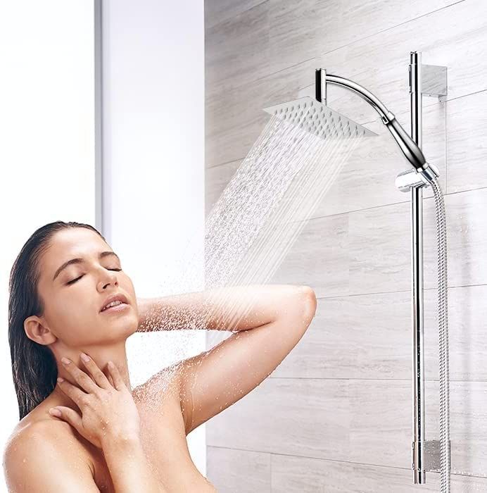 Rain Shower Head High Pressure Large Square Chrome Finish Universal Replacement Shower Accessories V1188-YUYUF-52542-1