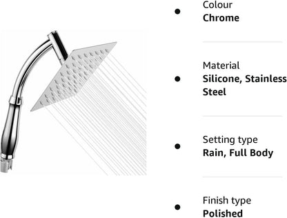 Rain Shower Head High Pressure Large Square Chrome Finish Universal Replacement Shower Accessories V1188-YUYUF-52542-1