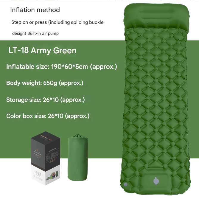 Self-Inflating Camping Mattress Compact Olive Green Lightweight Thick Inflatable Mat Compatible with Double V1188-YUYUF-7700464-1