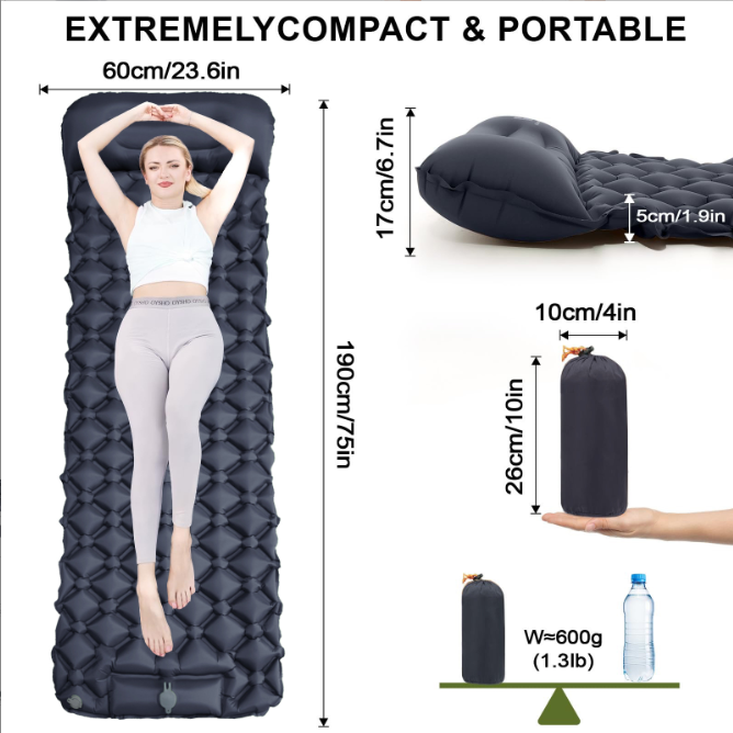 Self-Inflating Camping Mattress Compact Olive Green Lightweight Thick Inflatable Mat Compatible with Double V1188-YUYUF-7700464-1