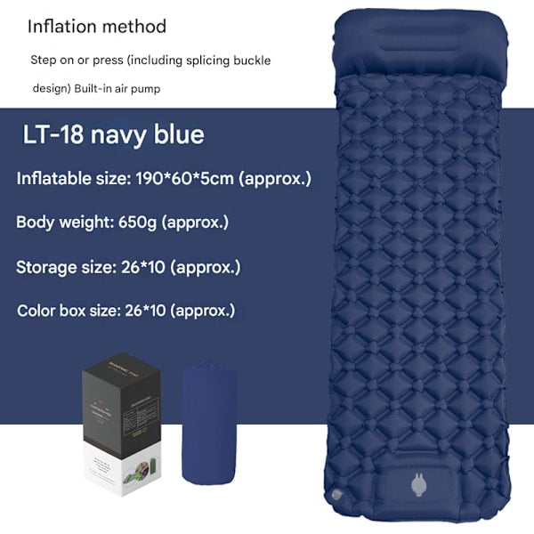 Camping Mattress Self-Inflating Lightweight Compact Single Double Attachable Inflatable Mat Navy V1188-YUYUF-7700464-7