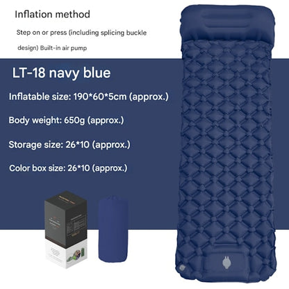 Camping Mattress Self-Inflating Lightweight Compact Single Double Attachable Inflatable Mat Navy V1188-YUYUF-7700464-7