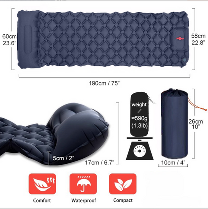 Camping Mattress Self-Inflating Lightweight Compact Single Double Attachable Inflatable Mat Navy V1188-YUYUF-7700464-7