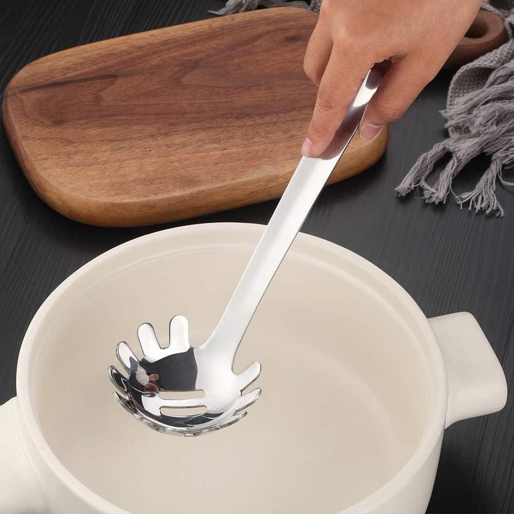 Stainless Steel Pasta Spoon: Spaghetti Server Fork & Noodles Ladle - Metal Pasta Claw for Kitchen Cooking V1188-ZC-01-108