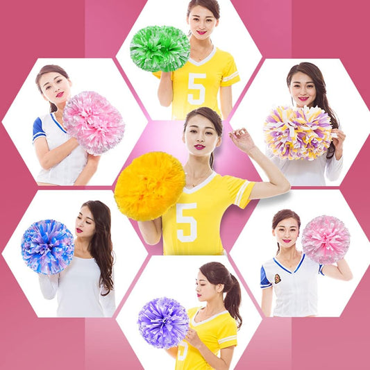 2 Pack Cheerleader Pom Poms Sports Dance Cheer Plastic Matte Pom Poms 12 inch Ring Handle Pom Poms V1188-ZC-01-111