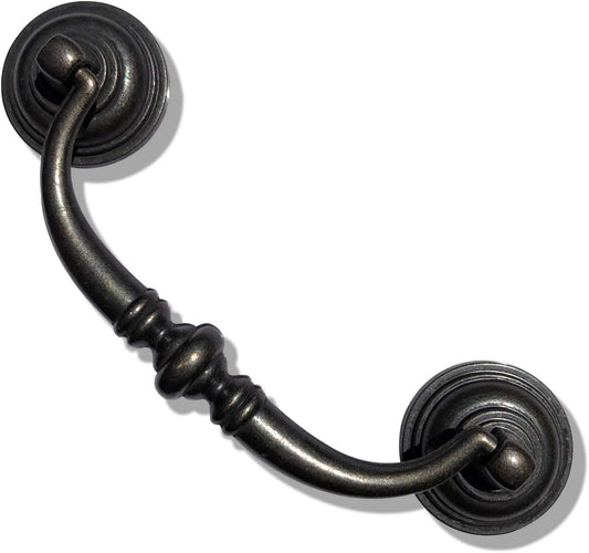 6 Pack MOOD.SC 3.5in Hole Center Shabby Chic Drawer Kitchen Cabinet Drop Bail Pulls Handles (89mm/Antique V1188-ZC-01-112