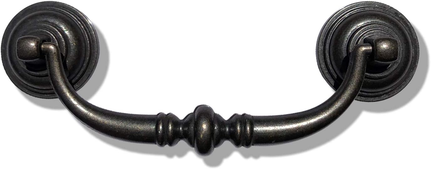 6 Pack MOOD.SC 3.5in Hole Center Shabby Chic Drawer Kitchen Cabinet Drop Bail Pulls Handles (89mm/Antique V1188-ZC-01-112