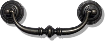 6 Pack MOOD.SC 3.5in Hole Center Shabby Chic Drawer Kitchen Cabinet Drop Bail Pulls Handles (89mm/Antique V1188-ZC-01-112