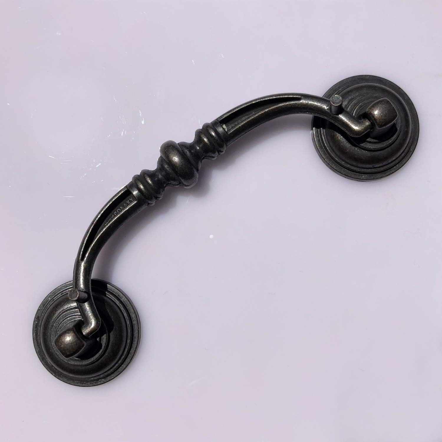 6 Pack MOOD.SC 3.5in Hole Center Shabby Chic Drawer Kitchen Cabinet Drop Bail Pulls Handles (89mm/Antique V1188-ZC-01-112