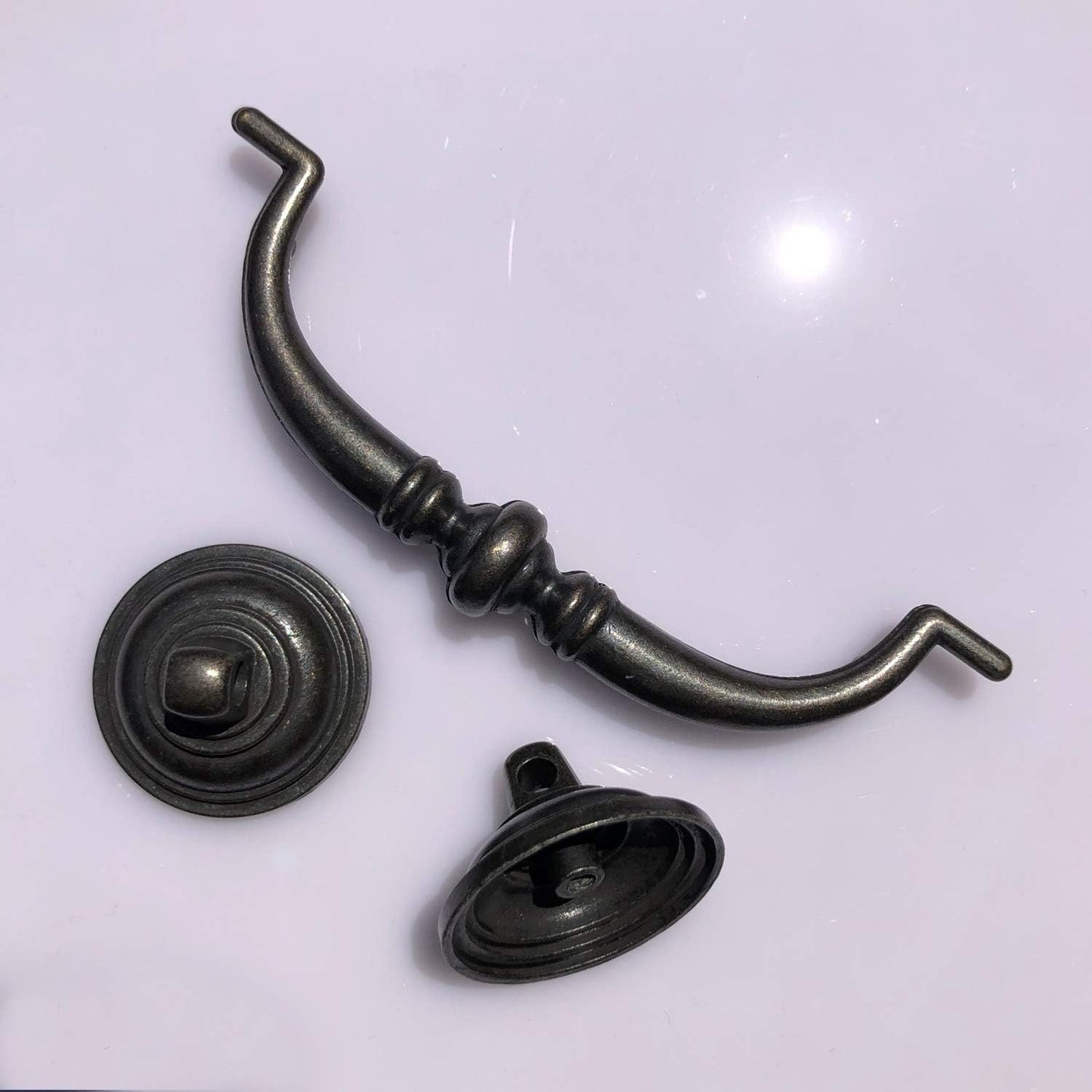 6 Pack MOOD.SC 3.5in Hole Center Shabby Chic Drawer Kitchen Cabinet Drop Bail Pulls Handles (89mm/Antique V1188-ZC-01-112