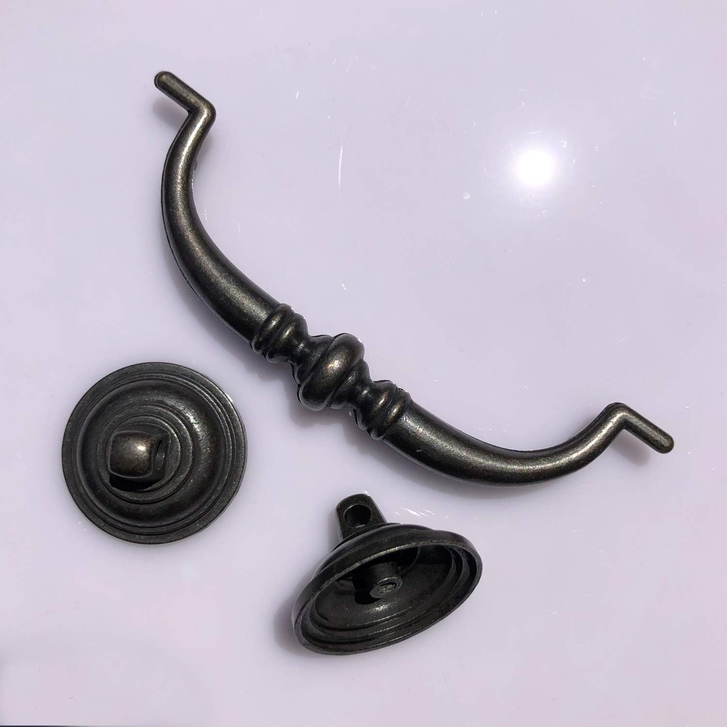 6 Pack MOOD.SC 3.5in Hole Center Shabby Chic Drawer Kitchen Cabinet Drop Bail Pulls Handles (89mm/Antique V1188-ZC-01-112