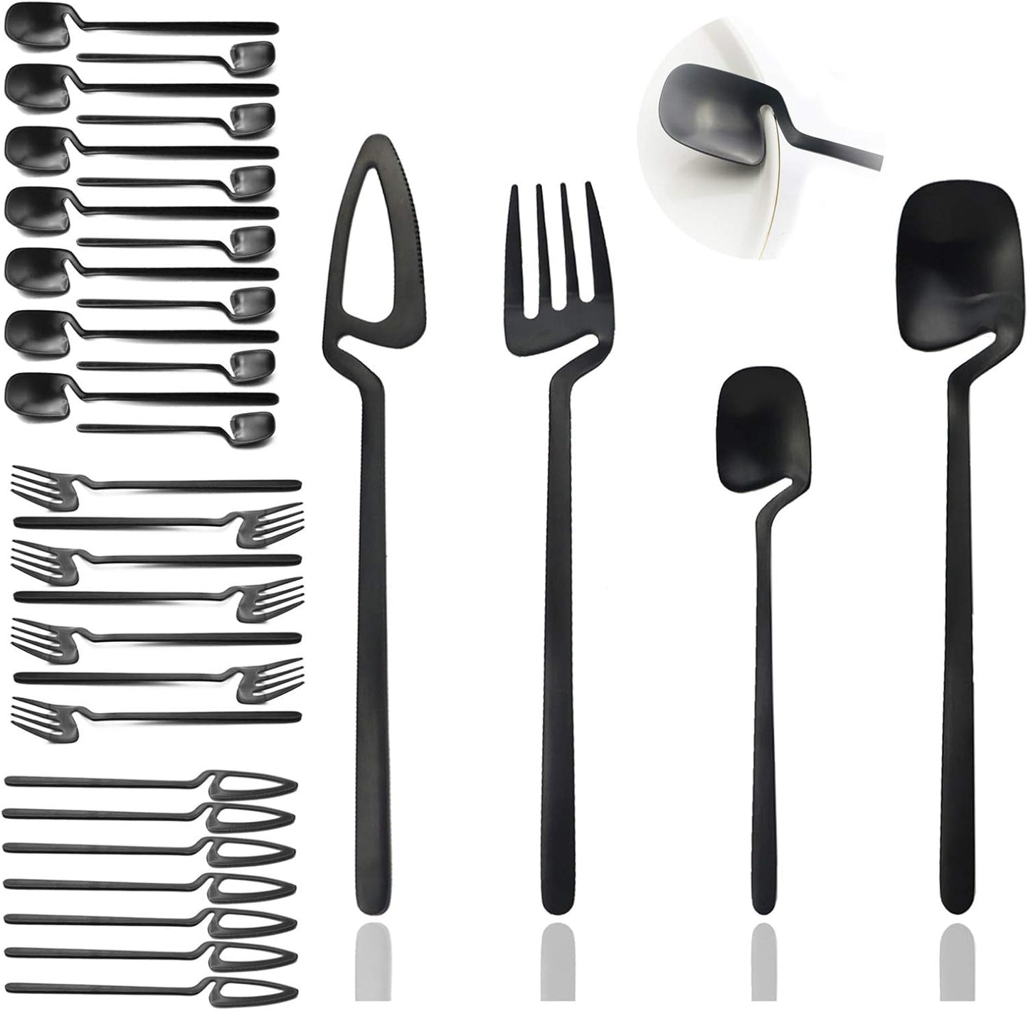 JASHII Flatware Set 32-piece Silverware Set Matte Finished Cutlery Set Service for 8 Include V1188-ZC-01-37