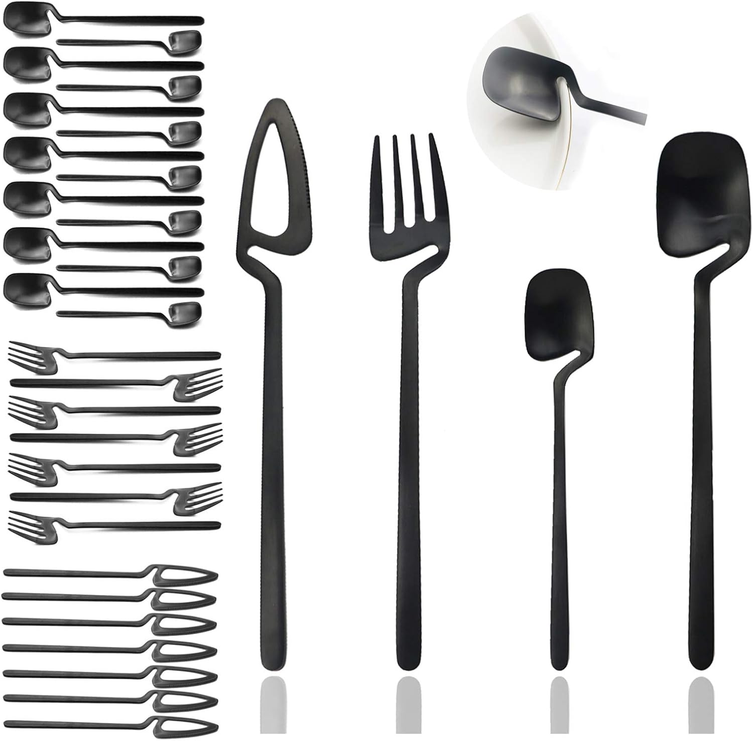 JASHII Flatware Set 32-piece Silverware Set Matte Finished Cutlery Set Service for 8 Include V1188-ZC-01-37