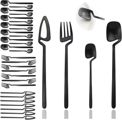 JASHII Flatware Set 32-piece Silverware Set Matte Finished Cutlery Set Service for 8 Include V1188-ZC-01-37