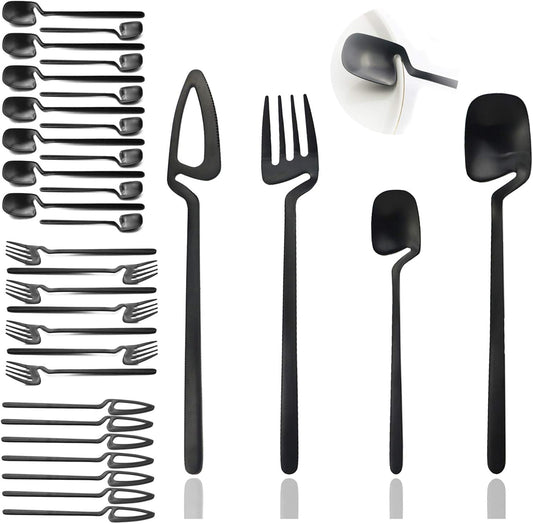 JASHII Flatware Set 32-piece Silverware Set Matte Finished Cutlery Set Service for 8 Include V1188-ZC-01-37