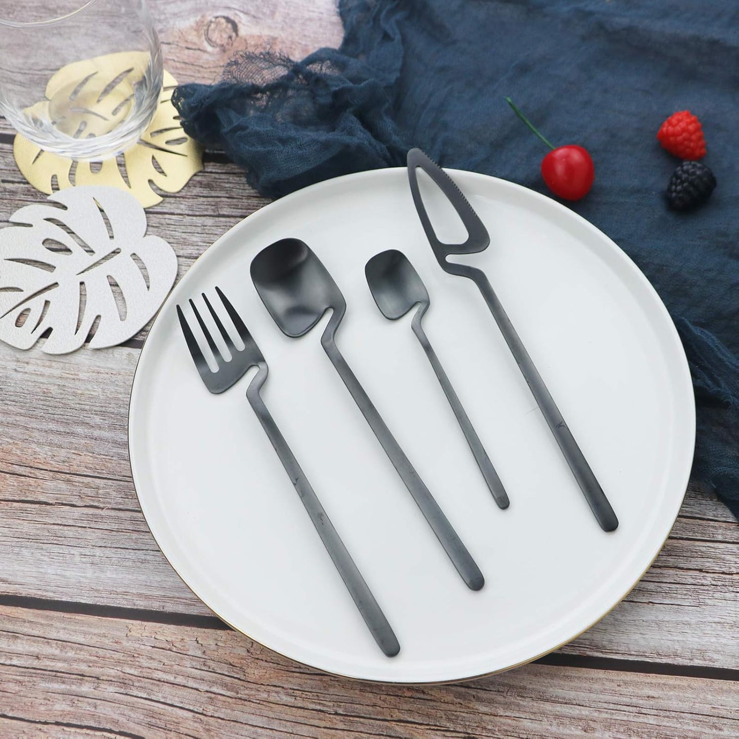 JASHII Flatware Set 32-piece Silverware Set Matte Finished Cutlery Set Service for 8 Include V1188-ZC-01-37
