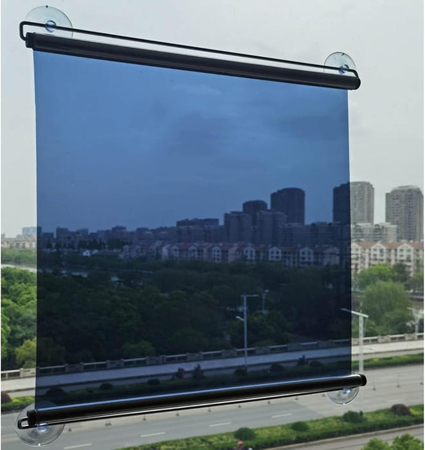 LXLA One-Way Mirror Roller Shade with Suction Cups, Punch-Free Single Way See-Through Clear Sun Blocking V1188-ZC-01-90