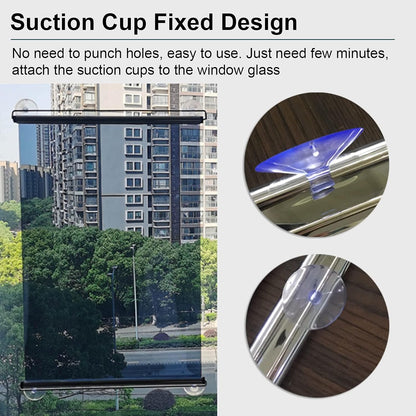 LXLA One-Way Mirror Roller Shade with Suction Cups, Punch-Free Single Way See-Through Clear Sun Blocking V1188-ZC-01-90