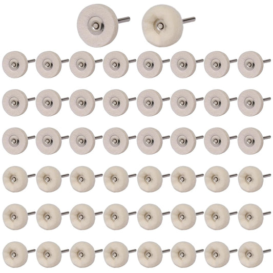 50 PCS 1 Inch Wool Felt Polishing Accessory Kits, 25 Each Spherical/Flat Buffing Wheels for Proxxon Dremel V1188-ZC-DLL-1158