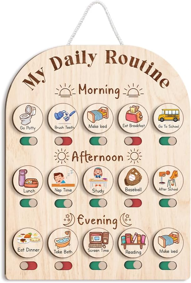 Daily Routine Chart for Kids, Visual Schedule, Routine Chart for Toddlers 3-5, Morning Bedtime Routine Chart V1188-ZC-DLL-1382