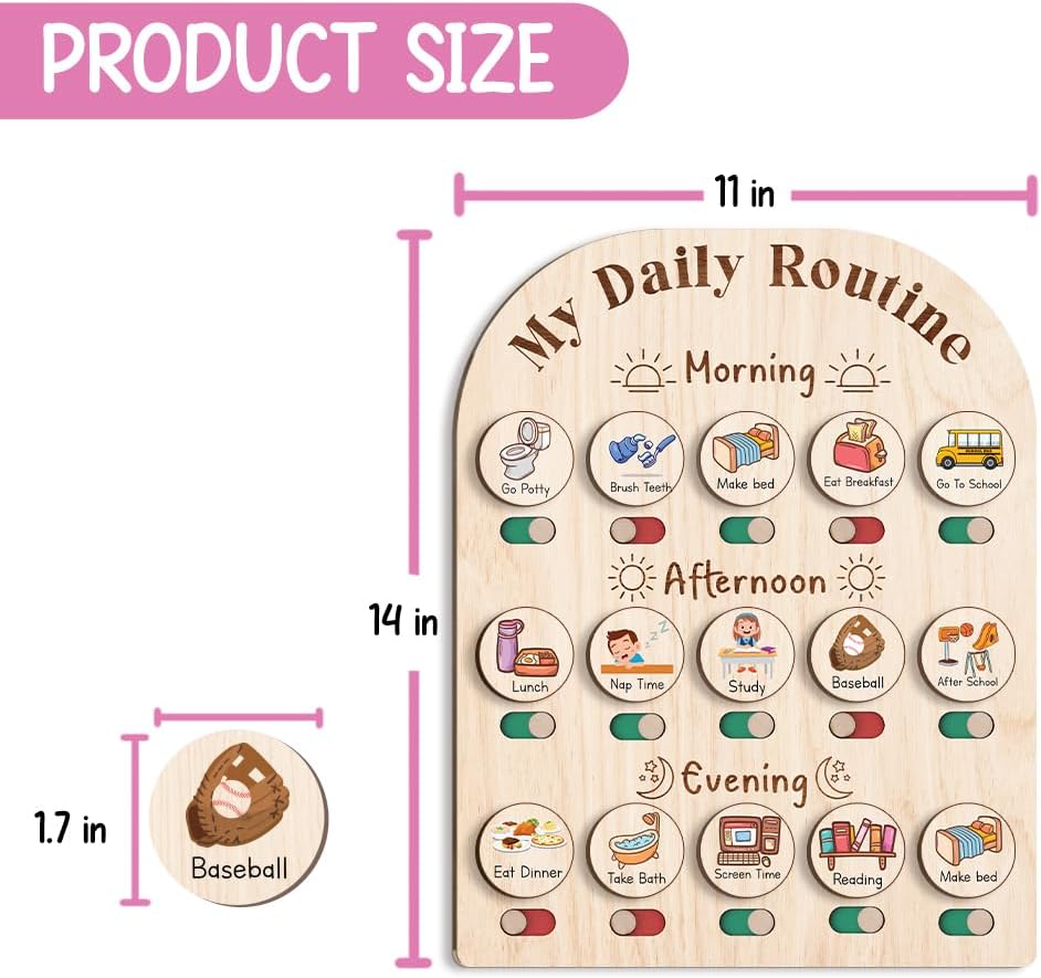 Daily Routine Chart for Kids, Visual Schedule, Routine Chart for Toddlers 3-5, Morning Bedtime Routine Chart V1188-ZC-DLL-1382