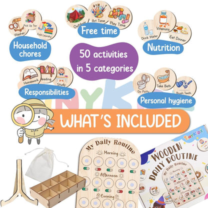 Daily Routine Chart for Kids, Visual Schedule, Routine Chart for Toddlers 3-5, Morning Bedtime Routine Chart V1188-ZC-DLL-1382