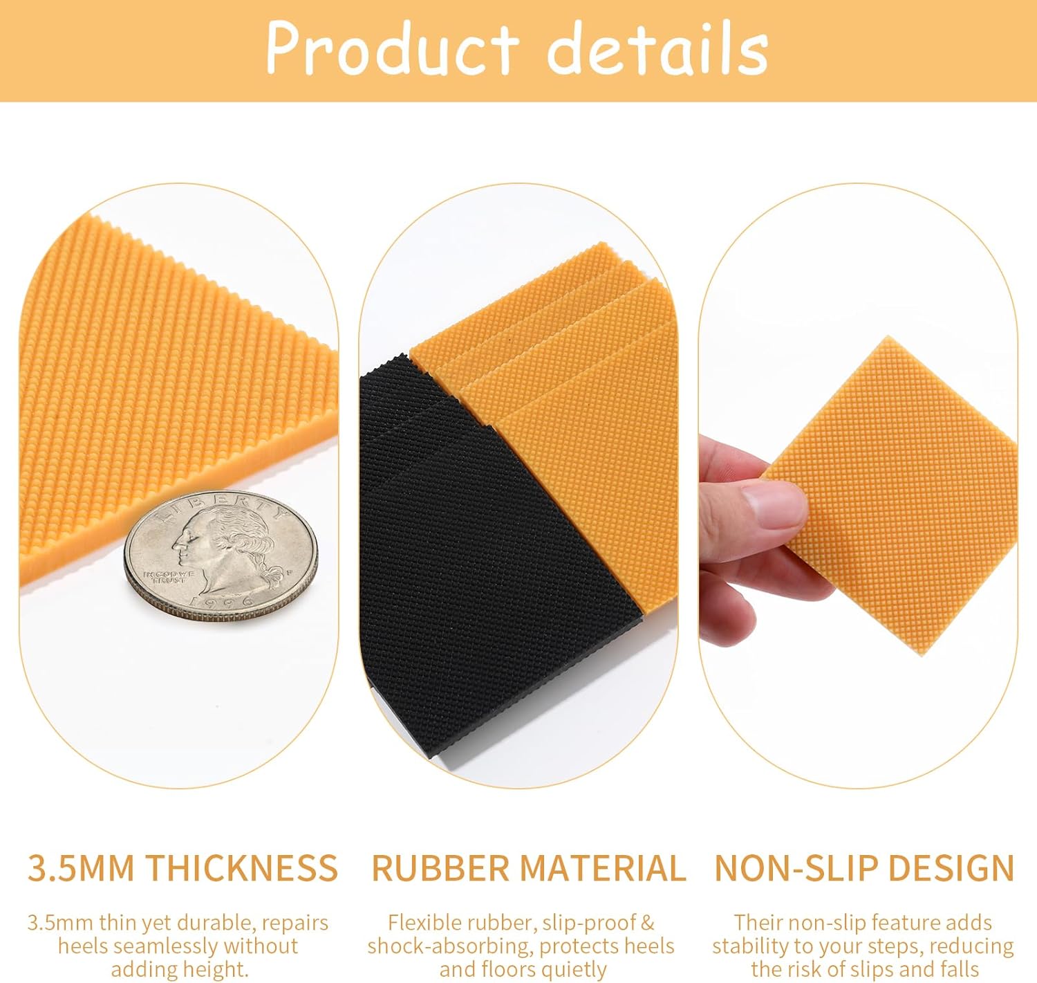 8pcs High Heels Patch Square Sole Repair Tips Rubber Boot Heel Replacement Sole Protectors Non-Slip Heel V1188-ZC-DLL-1608