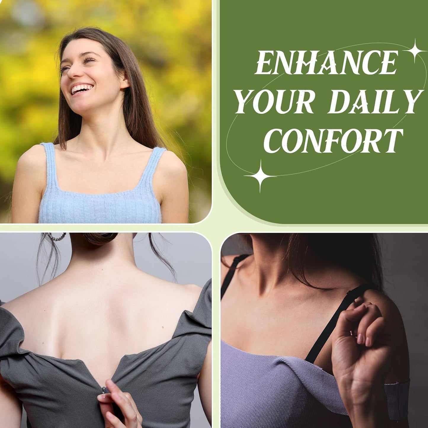 18 Pcs Bra Strap Hider Bra Strap Holders for Slipping Dress Retainers Clip to Hide Shoulder Keep in Place V1188-ZC-DLL-1636