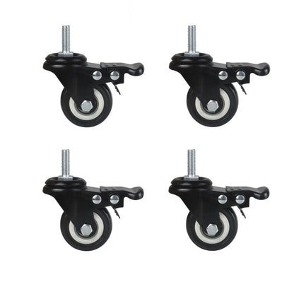 4Pcs 1.5 Inch Heavy Duty Caster Wheels Swivel Casters with Brake and M8 Threaded Stem, Loading 50kg/110lbs V1188-ZC-DLL-1761