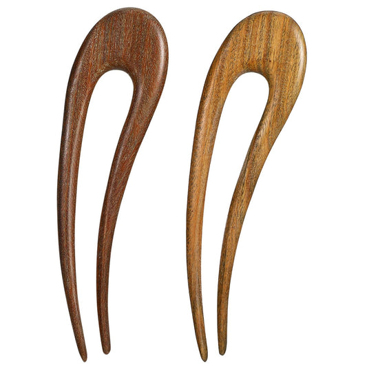 2 Pack Wooden Hair Fork French Hair Pins for Women Wood Hairs Sticks U Shape Hairs Prong Updo Vintage Hairr V1188-ZC-DLL-2031
