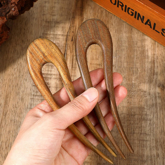2 Pack Wooden Hair Fork French Hair Pins for Women Wood Hairs Sticks U Shape Hairs Prong Updo Vintage Hairr V1188-ZC-DLL-2031
