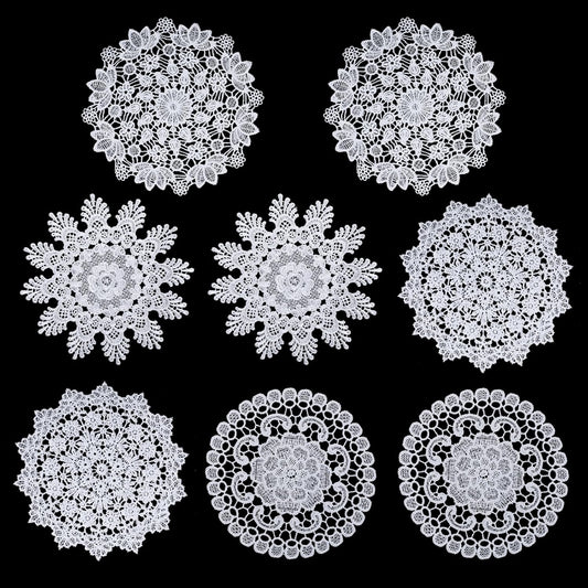 8 Pcs Crochet Lace Doilies for Tables White Round Lace Doilies 6 Inch Placemat Vintage Laces Coasters Decors V1188-ZC-DLL-2033
