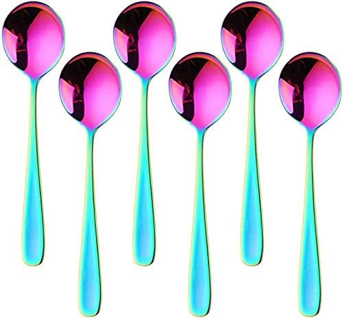7-Inch Soup Spoons, 6 Pieces Bouillon Spoon,18/10 Stainless Steel Finished Table Dinner Spoons Set of 6 V1188-ZC-DLL-2059