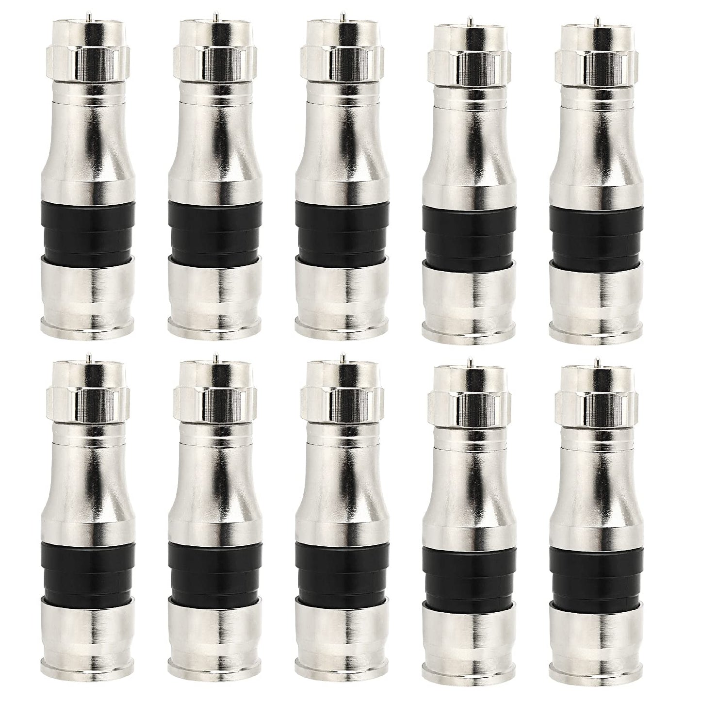RG11 Connectors 10 Pack,F Type Connectors,RG11 Coax Cable Compression Fitting with Weather Seal O Ring V1188-ZC-DLL-2133