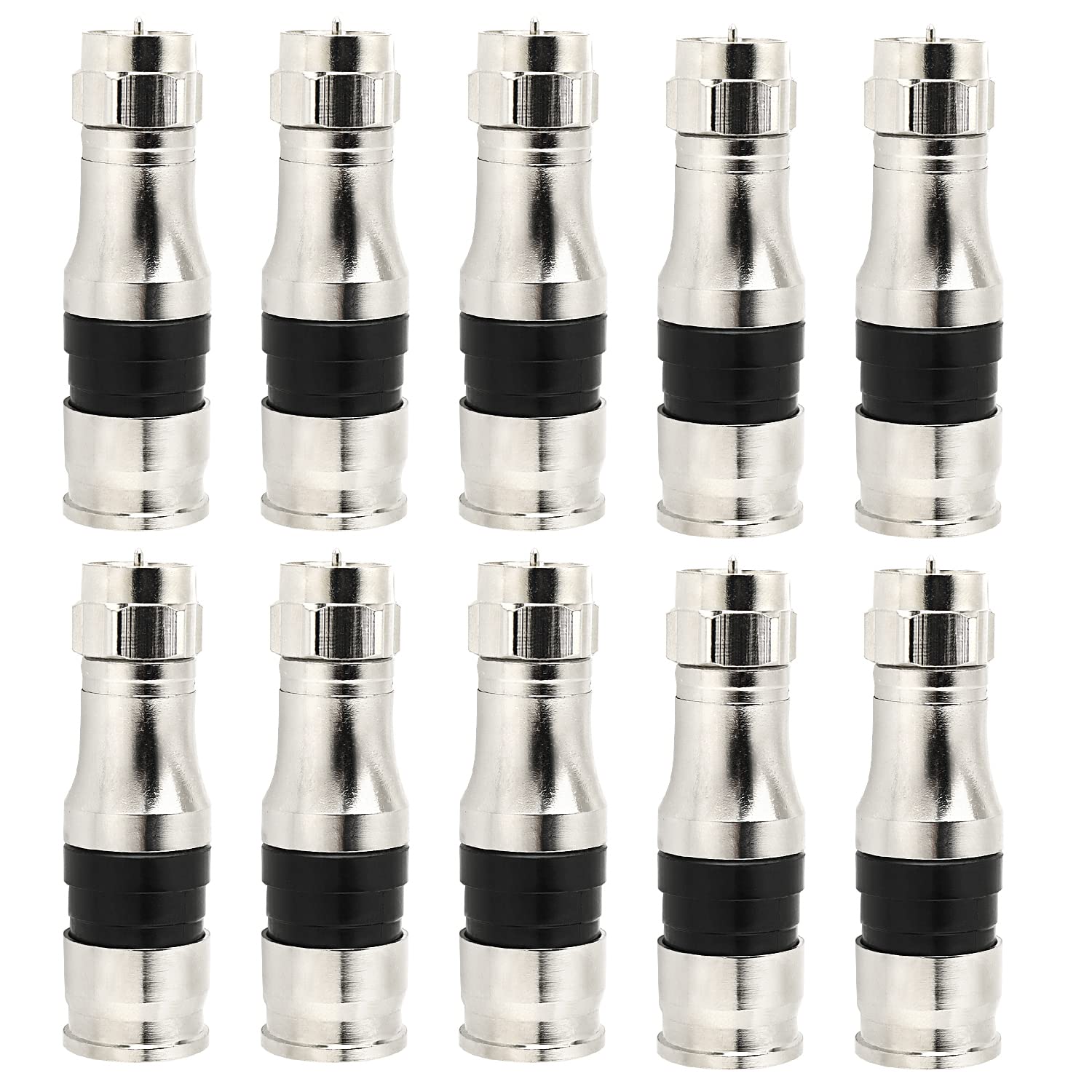 RG11 Connectors 10 Pack,F Type Connectors,RG11 Coax Cable Compression Fitting with Weather Seal O Ring V1188-ZC-DLL-2133