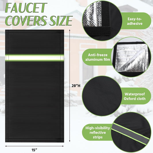 Insulated Outdoor Faucet Covers, 28"H x 15"W Reusable Easy On Cover Sock with Reflect Strip for Winter RV V1188-ZC-DLL-2153