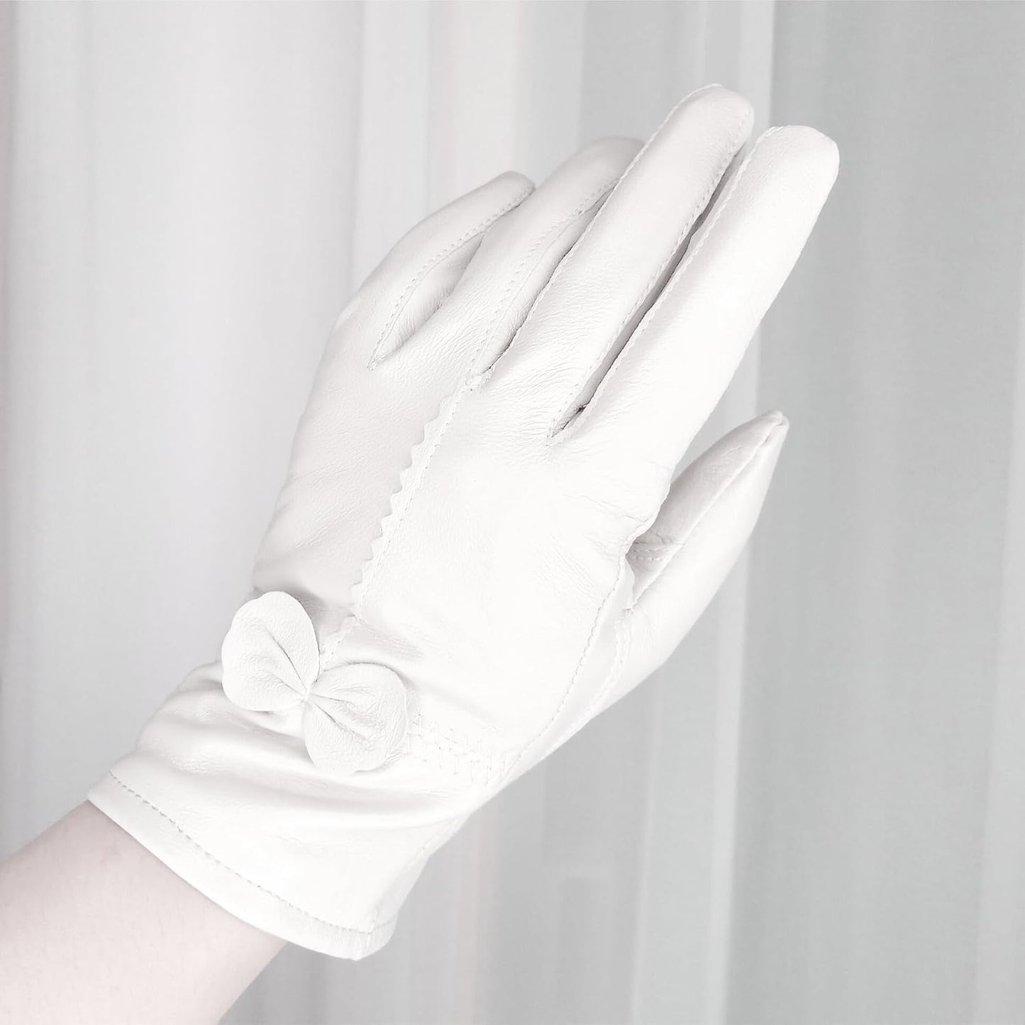 Women Leather Gloves Winter Warm Real Lambskin Fleece Lined Driving Gloves V1188-ZC-DLL-276