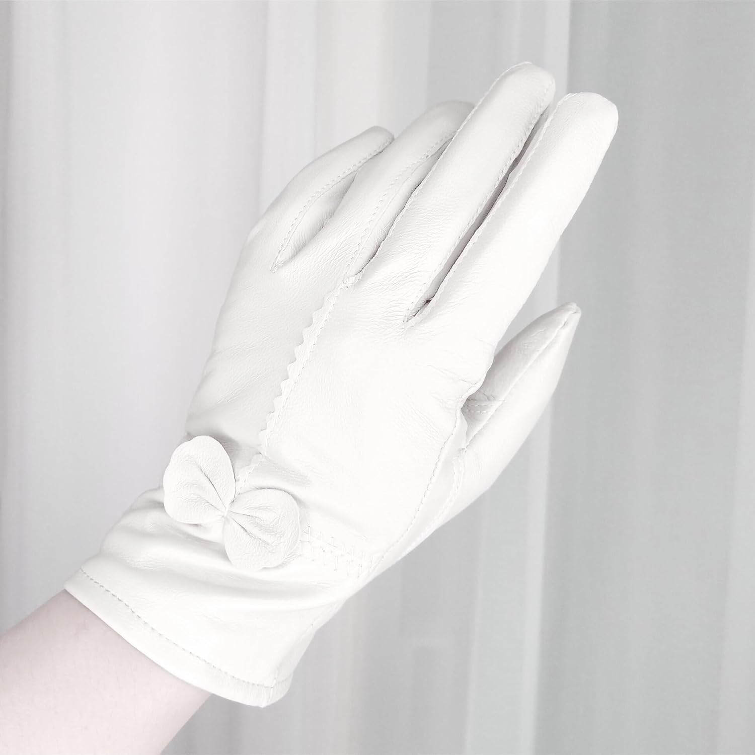 Women Leather Gloves Winter Warm Real Lambskin Fleece Lined Driving Gloves V1188-ZC-DLL-276