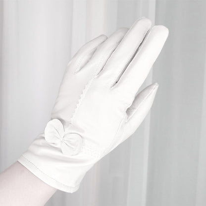 Women Leather Gloves Winter Warm Real Lambskin Fleece Lined Driving Gloves V1188-ZC-DLL-276