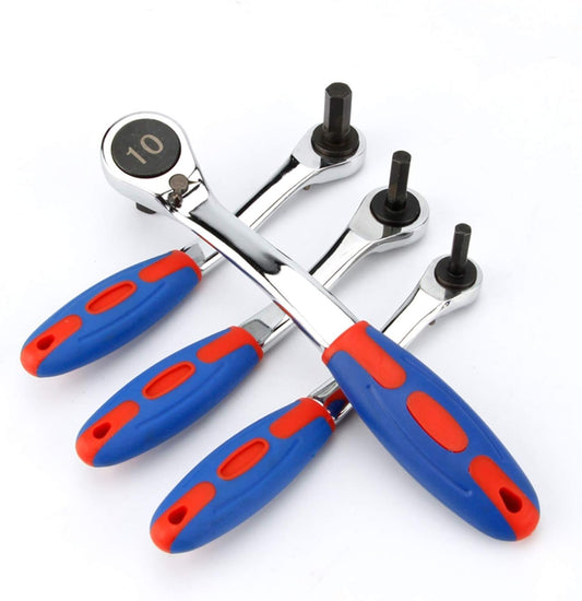Wrench Sets, 1pcs Reversible Ratchet Allen Key Wrench, Ratcheting Hex Bolt Spanner with Soft Rubber Handle V1188-ZC-DLL-321