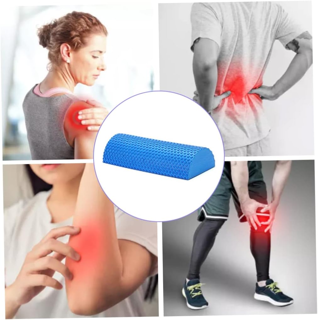 Half Round Foam Roller, Yoga Foam Roller for Pain Relieved, Muscle Massage, Physical Therapy (Blue) V1188-ZC-DLL-374