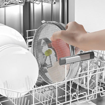 Dishwasher Basket for Small Items Stainless Steel 3 Buckles Dishwasher Basket with Fine Mesh Odor-Free Round V1188-ZC-DLL-442
